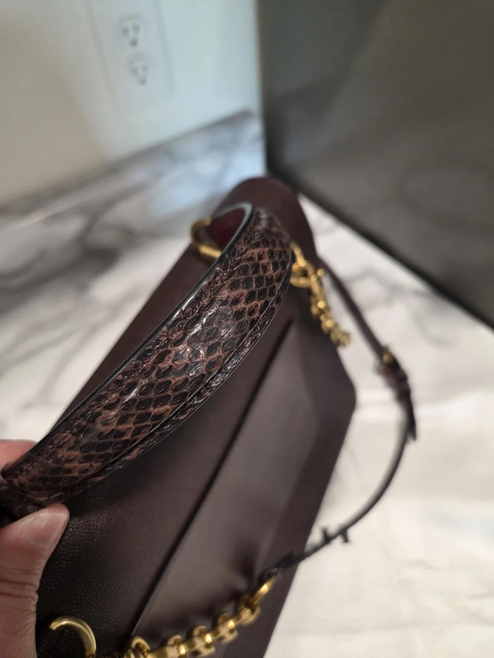 Coach Parker Colorblock with Snakeskin handle and strap